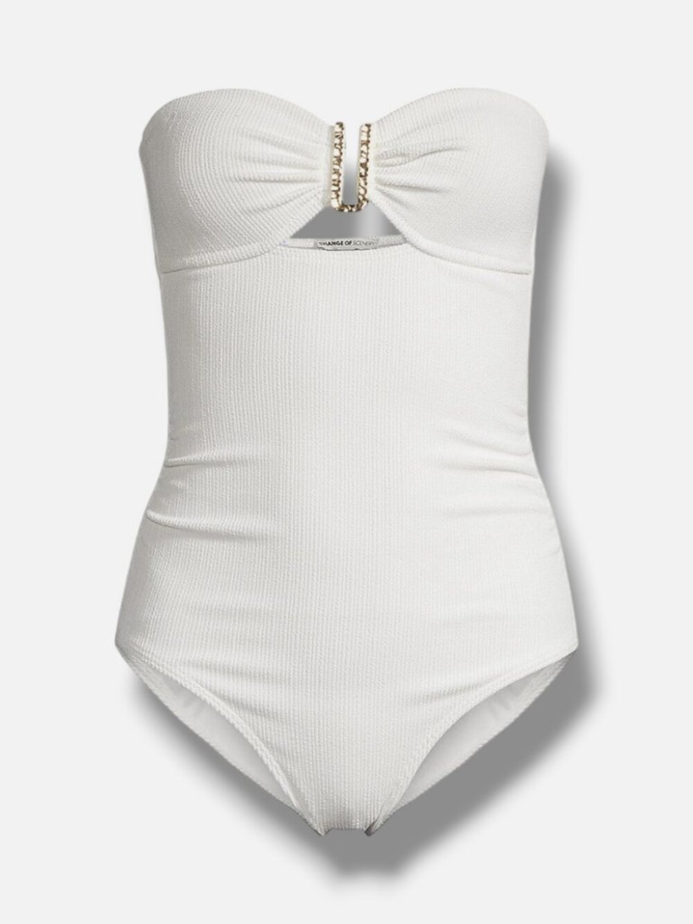 Change Of Scenery Women's Ivory Lisa Ruched Bandeau One-Piece Swimsuit Size M